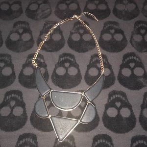 Faux leather black and gold shaped necklace